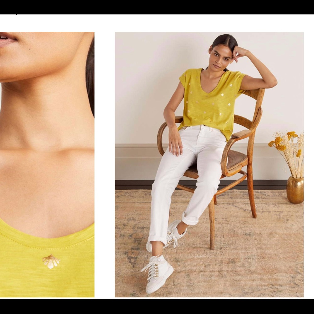 Boden Gold Embossed Cotton Graphic Tee